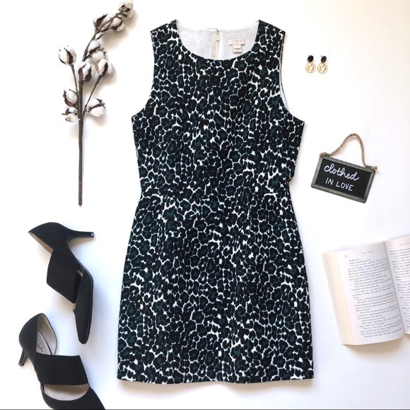 J. Crew Factory Cotton Sheath Leopard Dress - Picture 2 of 3